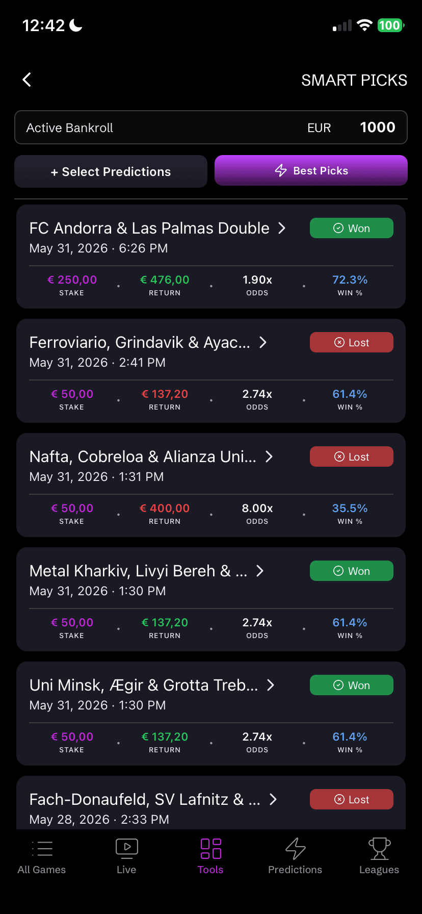 Live matches