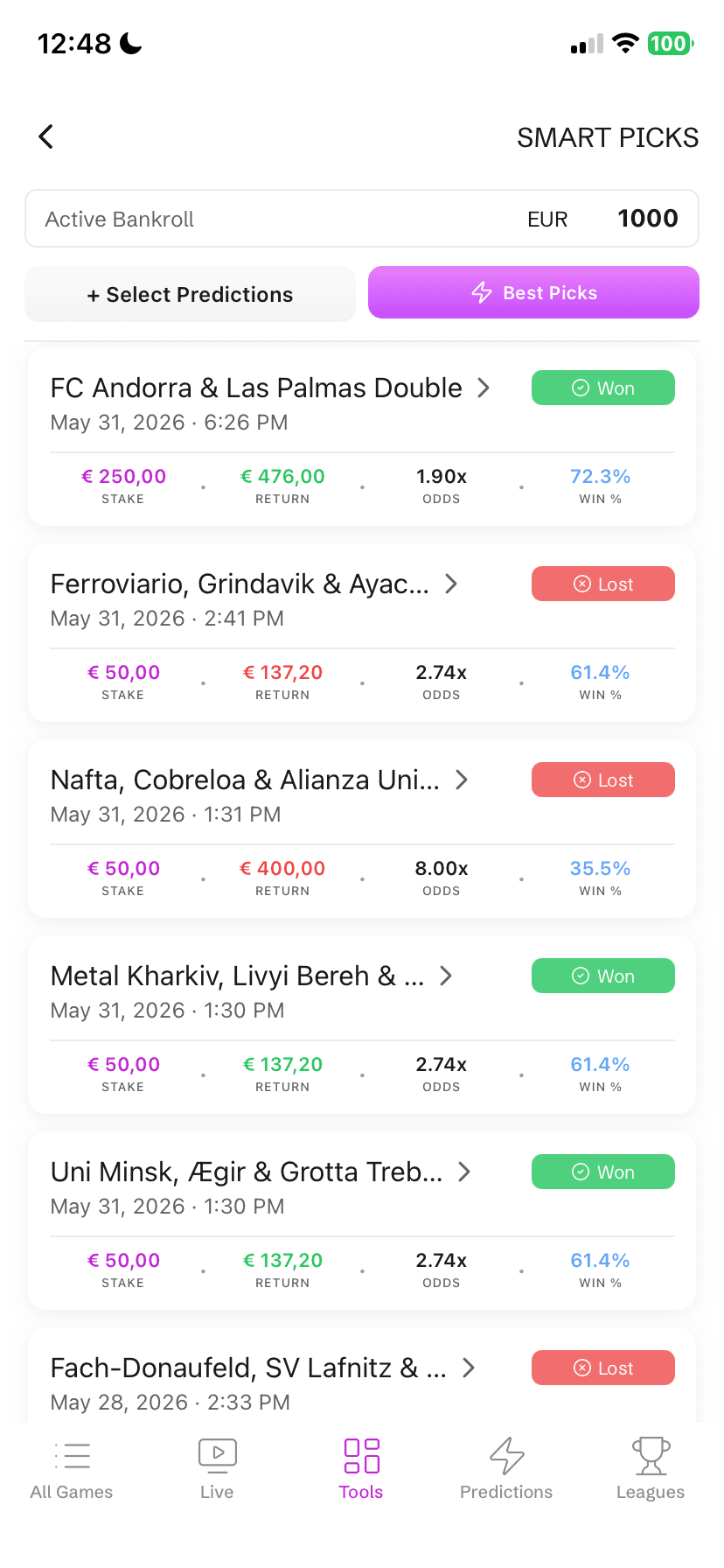 Live matches